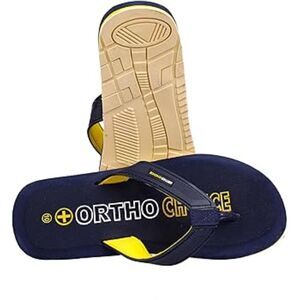 Ortho Choice Men’s Flip Flops Size 10 Navy Blue Yellow Orthopedic Comfort Sandal